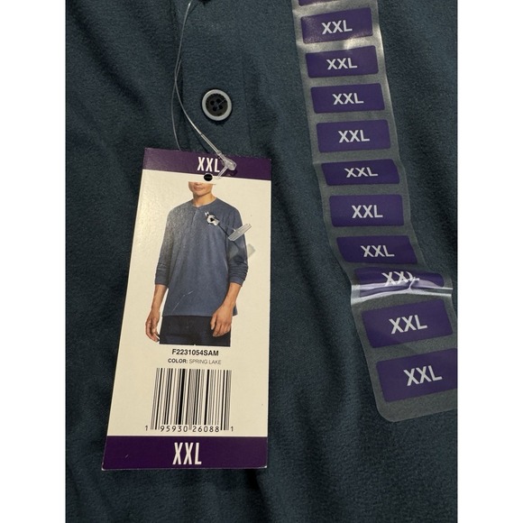 Weatherproof  Men Blue Long-Sleeve Tee Double Brushed Henley T-Shirt Size XXL - Picture 10 of 10